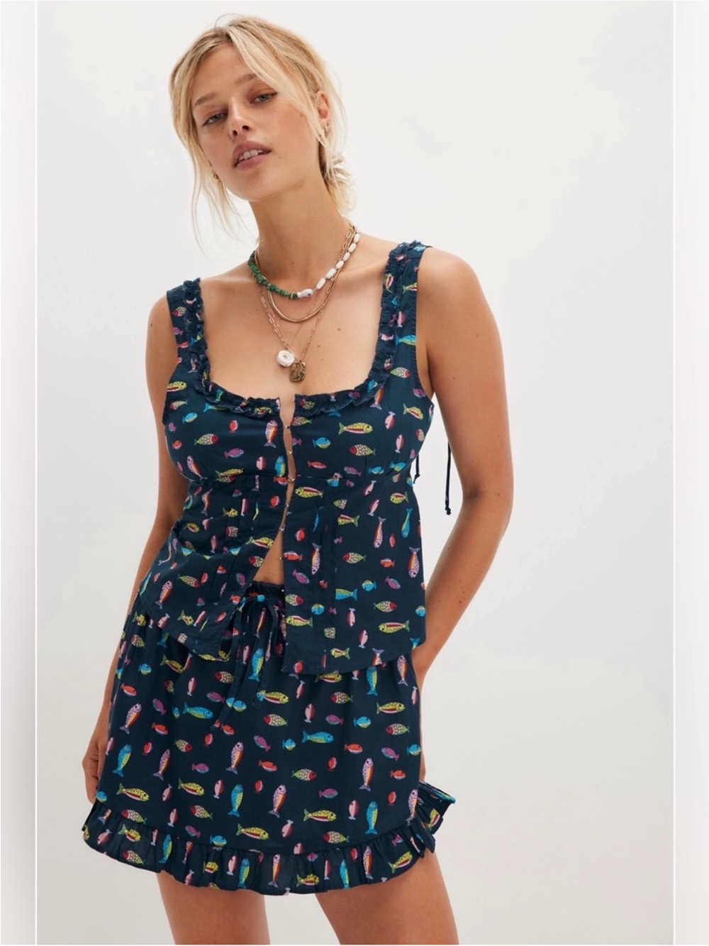 Free people fish skirt and tank set